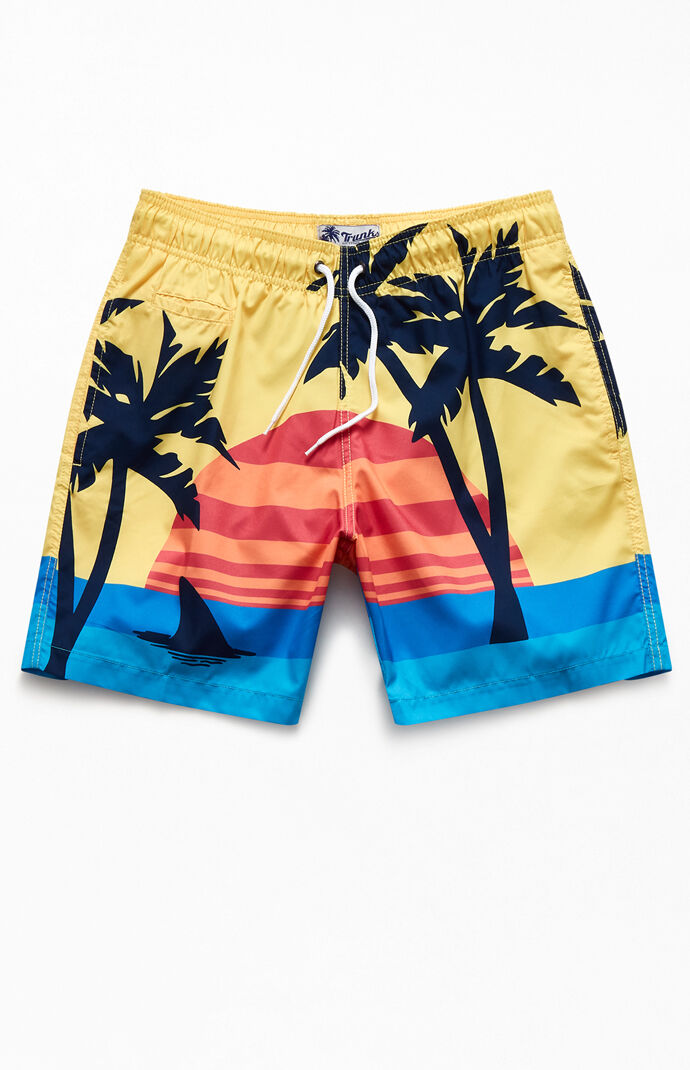 Retro Sunset Beach 17" Swim Trunks