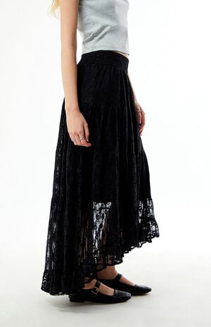 High-Low Lace Midi Skirt image number 3