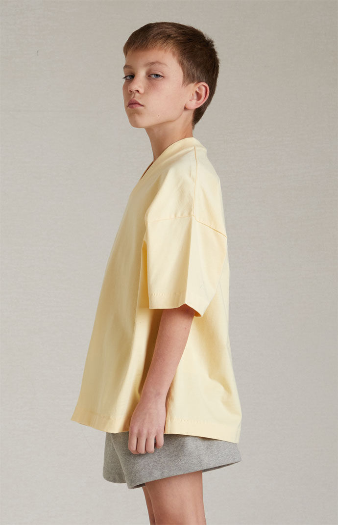 Kids Fear of God Essentials Garden Yellow V-Neck T-Shirt