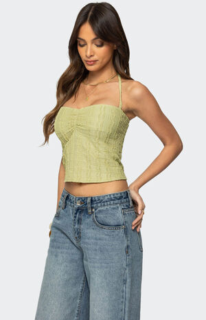 Galya Textured Halter Top image number 4