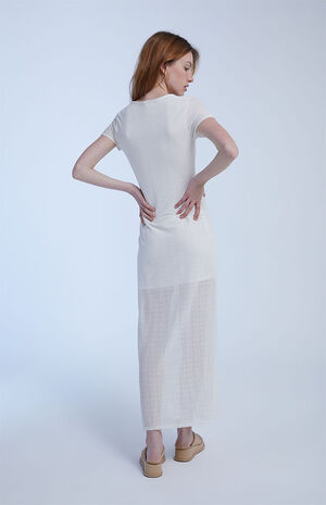 Ivory Overlay Knit Maxi Dress image number 4