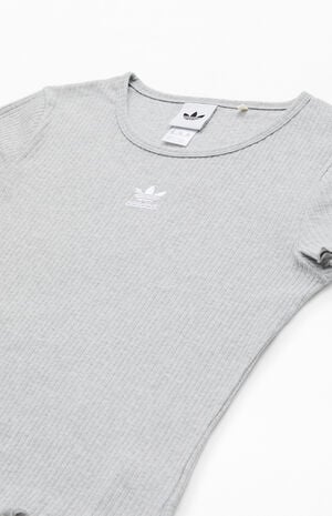 Heather Grey Ribbed Lettuce Edge T-Shirt image number 2