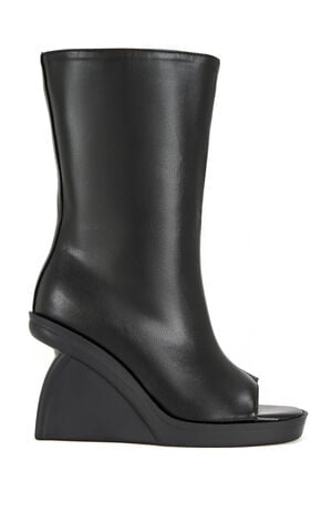 Women's Nolia Black Wedge Peep Toe Booties image number 1