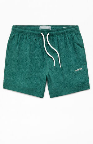 Green&nbsp;Seersucker 4.5" Swim Trunks image number 1