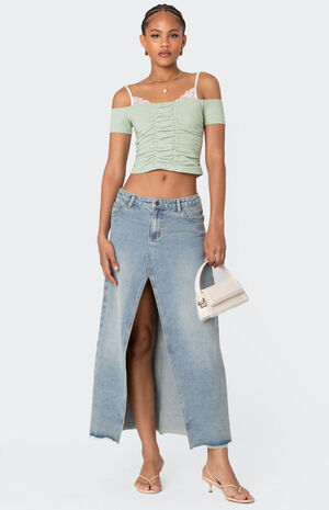 Peeking Lace Ruched Top image number 2