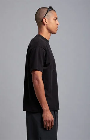 Black Vintage Wash Heavyweight Oversized T-Shirt image number 4