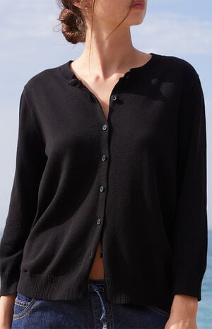 Black Button Down Cardigan image number 2