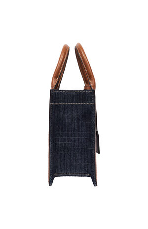Modern Edge Denim and Faux Leather Tote Bag image number 4