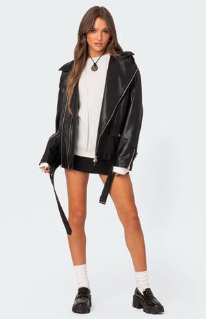 Wrenley Oversized Faux Leather Jacket image number 5