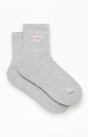 I'm Just A Girl Embroidered Quarter Crew Socks image number 2