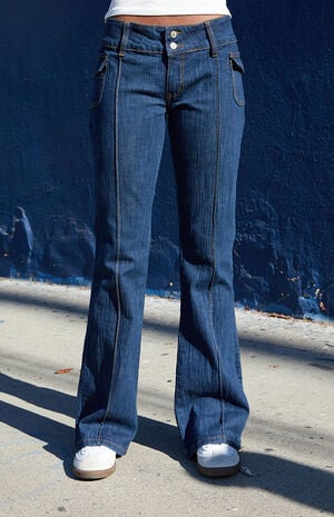 Dark Blue Agatha Low Rise Flare Jeans image number 2
