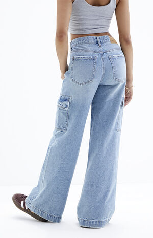 Lena Dark Indigo Low Rise Super Baggy Cargo Jeans image number 5
