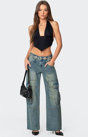 Open Back Triangle Halter Top image number 5