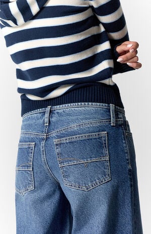 Kaia Ultimate Low Rise Baggy Jeans No Waistband Dark Blue image number 5