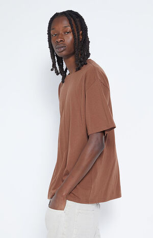 Dark Brown Solid Boxy T-Shirt image number 3