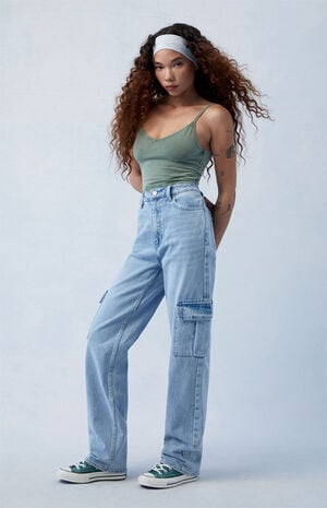 Light Indigo '90s Boyfriend Cargo Jeans image number 1