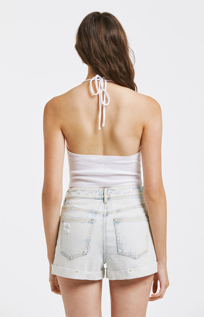Center Front Cinch Halter Tank Top
