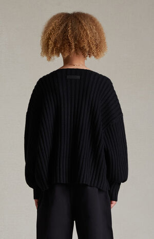 Kids Jet Black Raw Neck Sweater image number 4