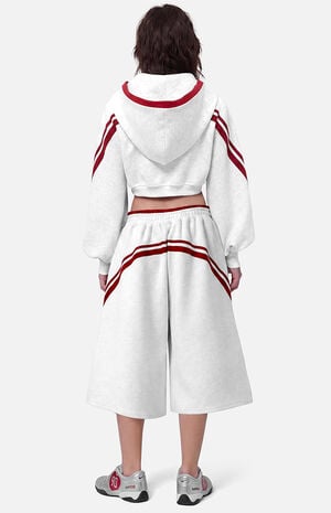 Contrast Cropped Striped Zip Up Hoodie image number 3