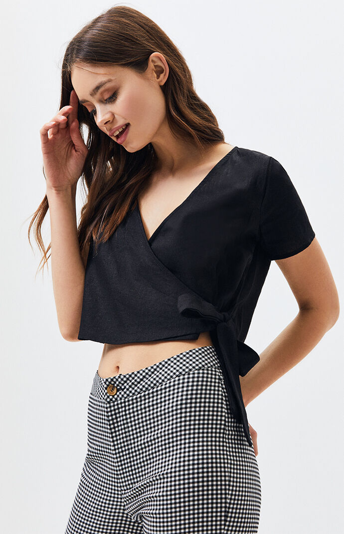 wrap linen top