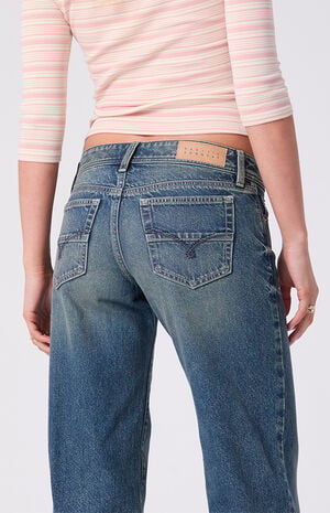 Sammy Ultimate Low Rise Straight Leg Jeans Rhinestone Dark Blue image number 6