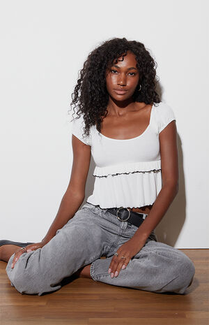 Ruffle Scoop Neck Top image number 4