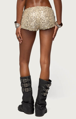 Annael Sequin Knit Micro Shorts image number 3