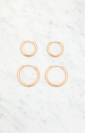 2 Pack Gold Hoop Earrings image number 1