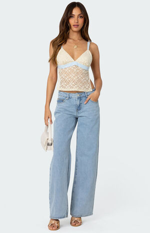 Sheer Lace Open Back Tank Top image number 1