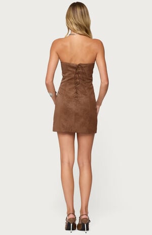 Carina Strapless Faux Suede Mini Dress image number 4