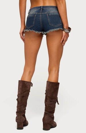 Distressed Hem Denim Micro Shorts image number 3