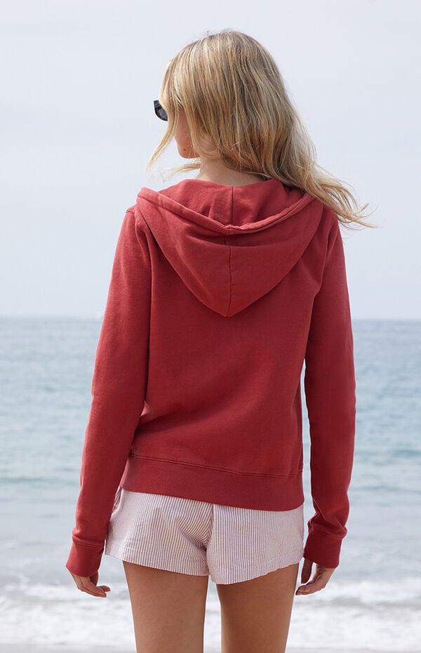 John Galt Red Alana Zip Up Hoodie