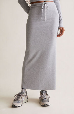 Ribbed Drawcord Maxi Skirt image number 2