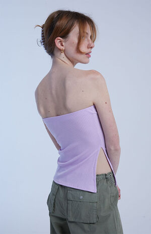 Strapless Side Slit Ribbed Top image number 4