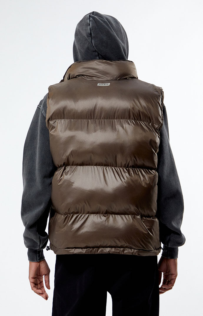 ジャケット・アウター Brown Short Puffer Down Vest Ymosrh Light Winter Jackets for Men, Casual Outdoor Work
