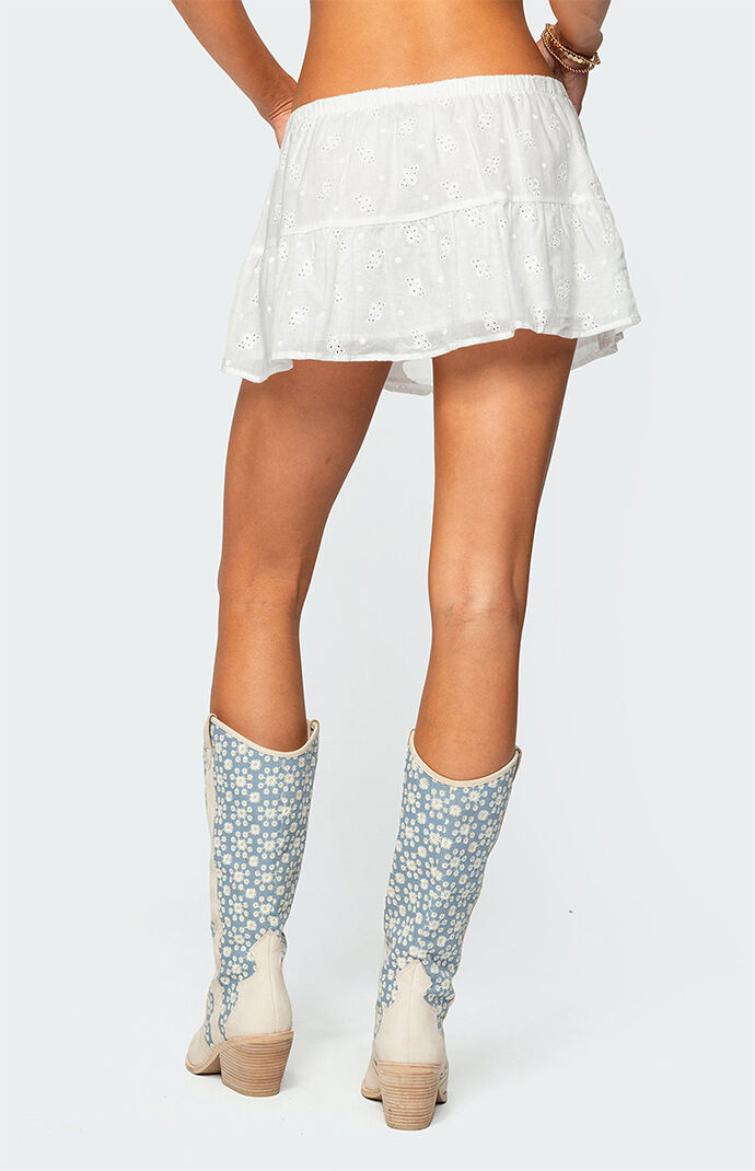 Edikted Dora Eyelet Flared Mini Skirt | Pacsun