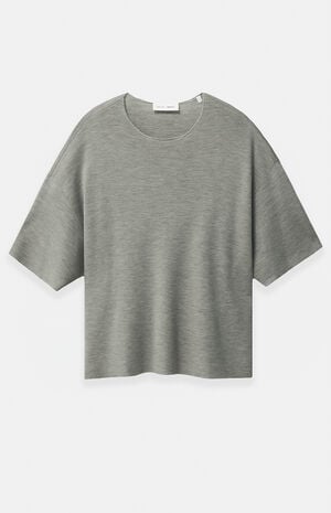 Concrete Heather Merino Wool Short Sleeve Knit T-Shirt image number 1