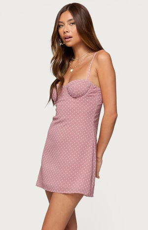 Polka Dot Cupped Chiffon Mini Dress image number 2