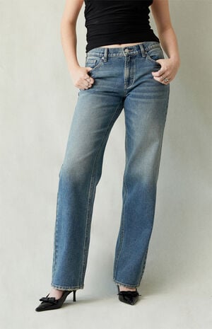 Jordyn Low Rise Straight Leg Jeans Medium Blue Tinted