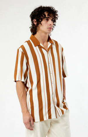 Taupe Stripe Camp Shirt image number 2