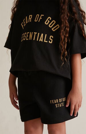 Kids Black Fleece Soccer Sweat Shorts image number 5