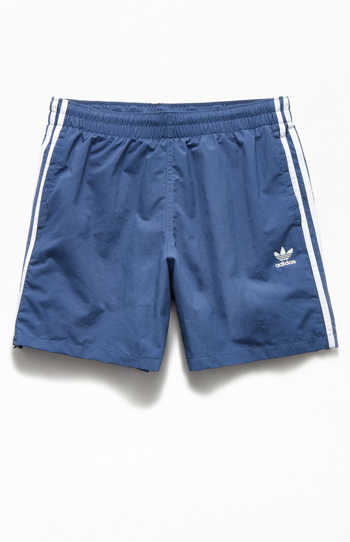 Blue 3-Stripes 16" Swim Trunks