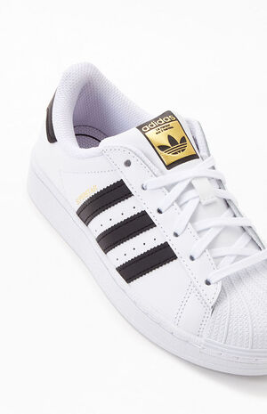 Kids White & Black Superstar Shoes image number 6
