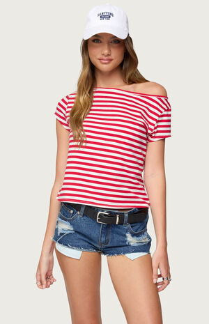 Aretha Striped Off Shoulder Top image number 1