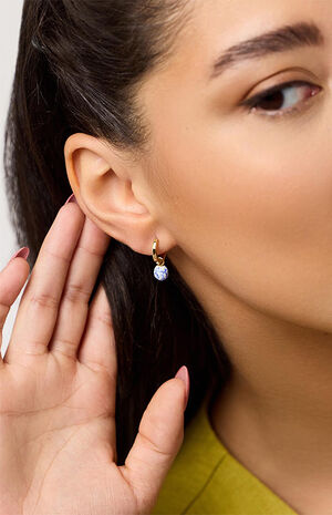 Lainey Marble Blue Gold Drop Earrings image number 3