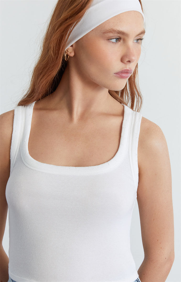 white ribbed tube top