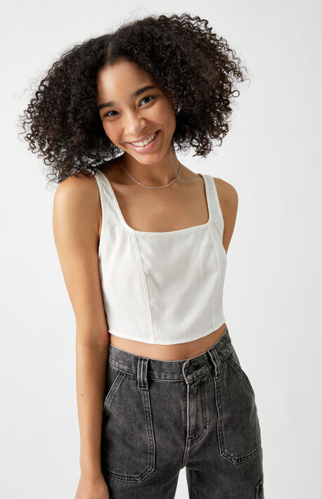 Woven Ribbed Tank Top