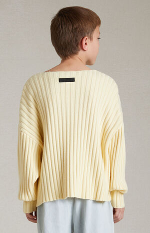 Kids Garden Yellow Raw Neck Sweater image number 3