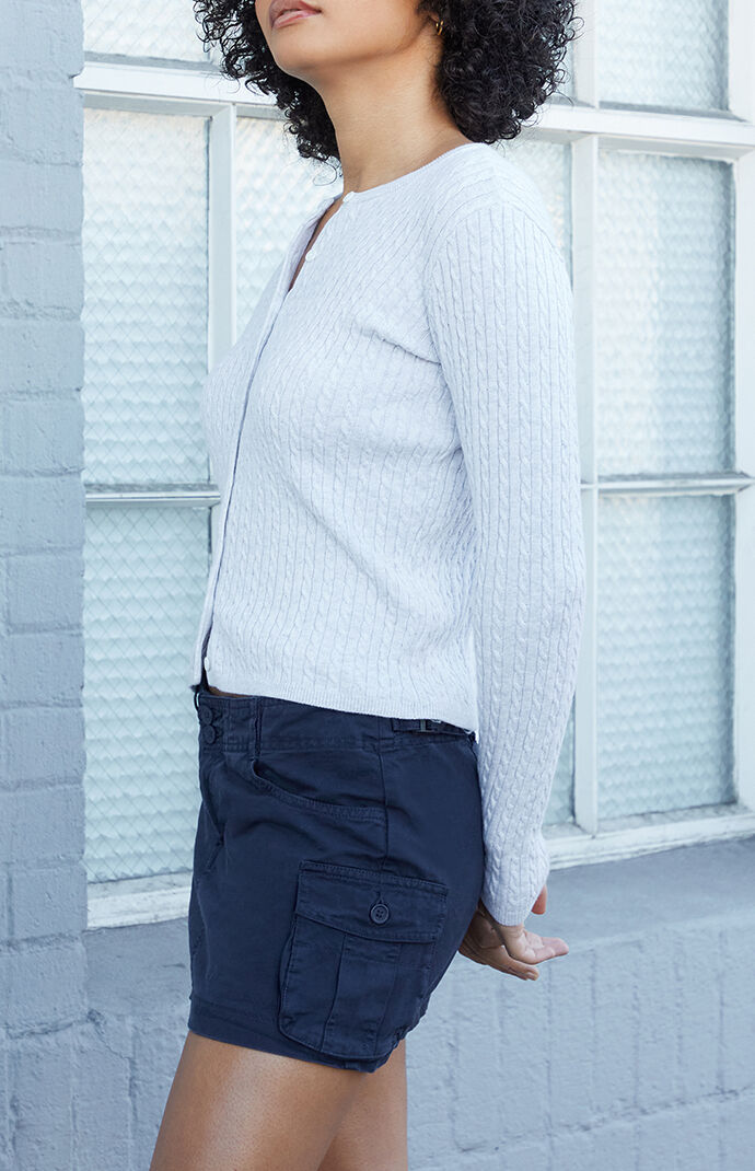 John Galt Gray Zoe Cable Knit Cardigan