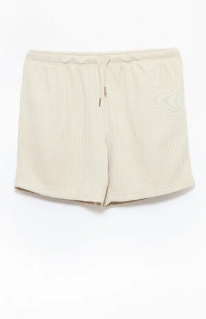 Cream Waffle Knit Shorts&nbsp; image number 1
